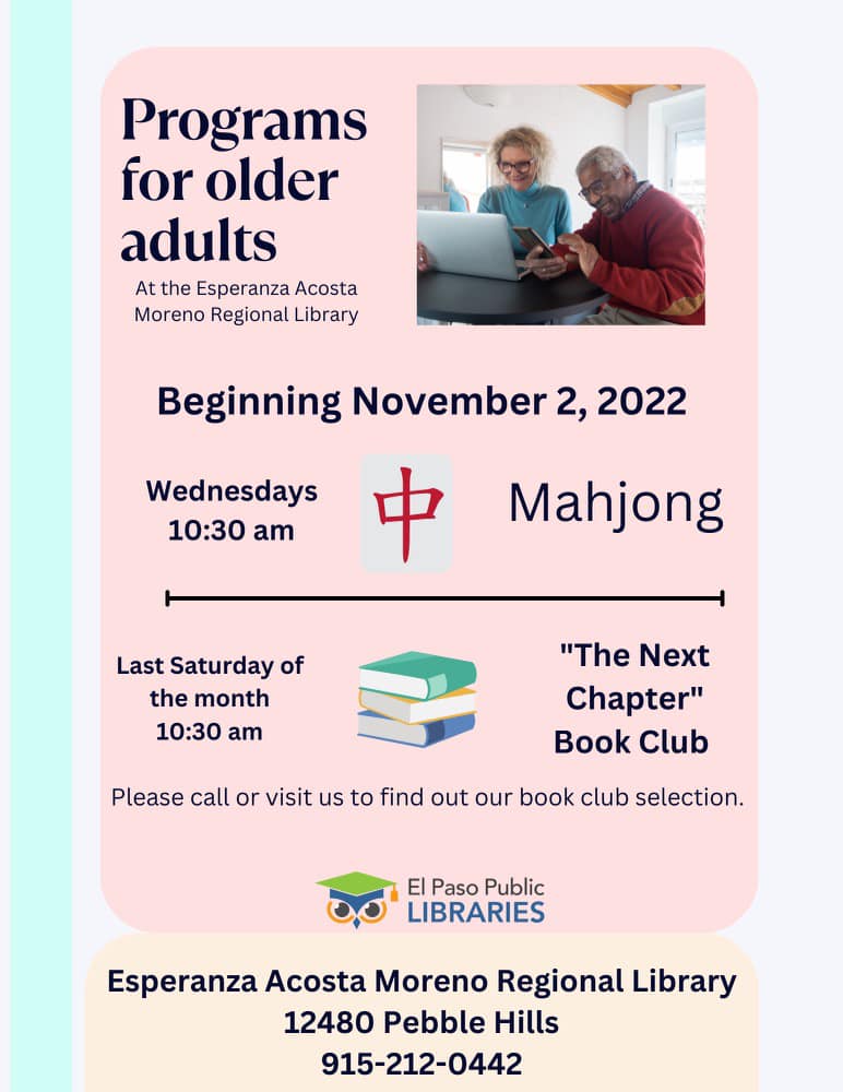 Programs For Older Adults at Esperanza Acosta Moreno Library