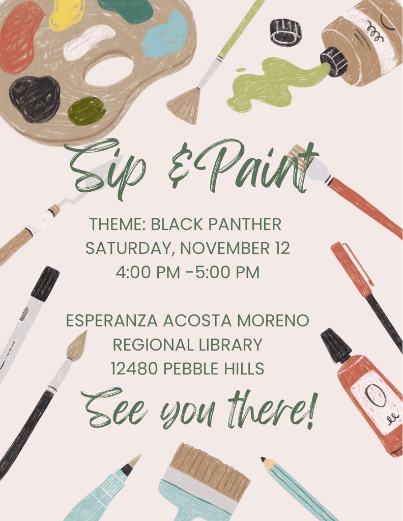 Sip and Paint at Esperanza Acosta Moreno Library