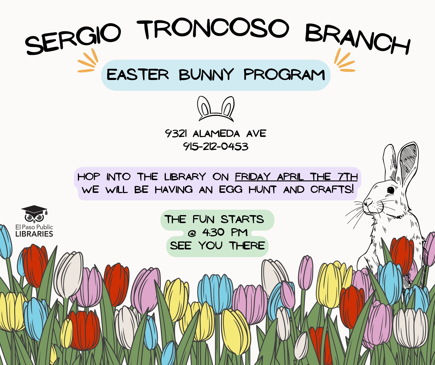 Easter Bunny Program at Sergio Troncoso Library - EPStuff
