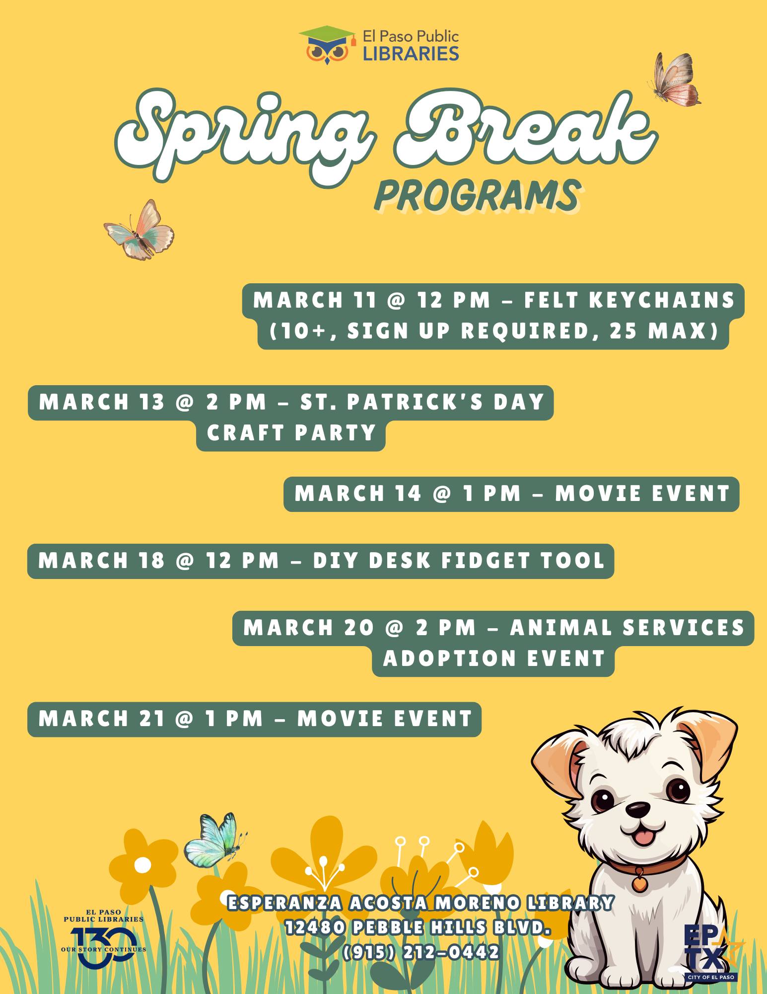 Spring Break Programs at Esperanza Acosta Moreno Library